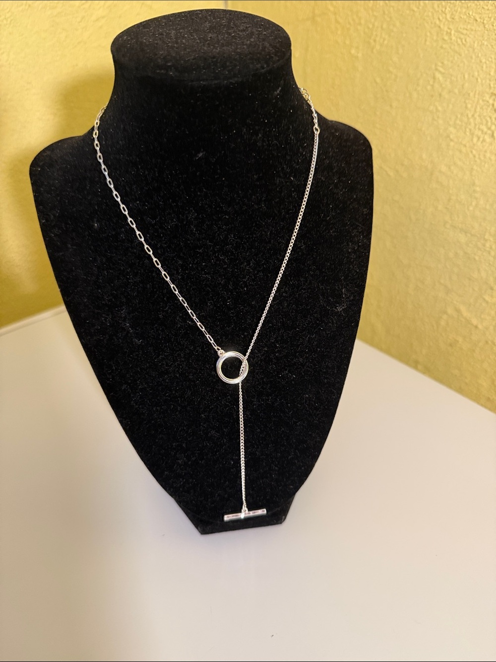 Silver Lariat Circle Drop Necklace - Women Jewelry